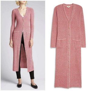 L’AGENCE Galena Boucle Knit Red White Dister Cardigan Sweater | Size Small